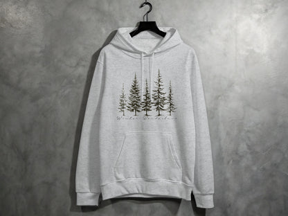 Winter Wonderland Hoodie with Forest Print Design