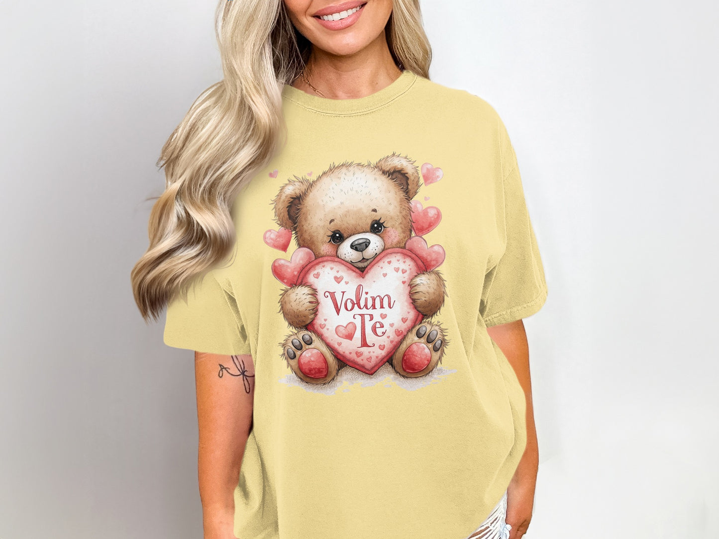 Adorable Teddy Bear Volim Te Heart Print Shirt