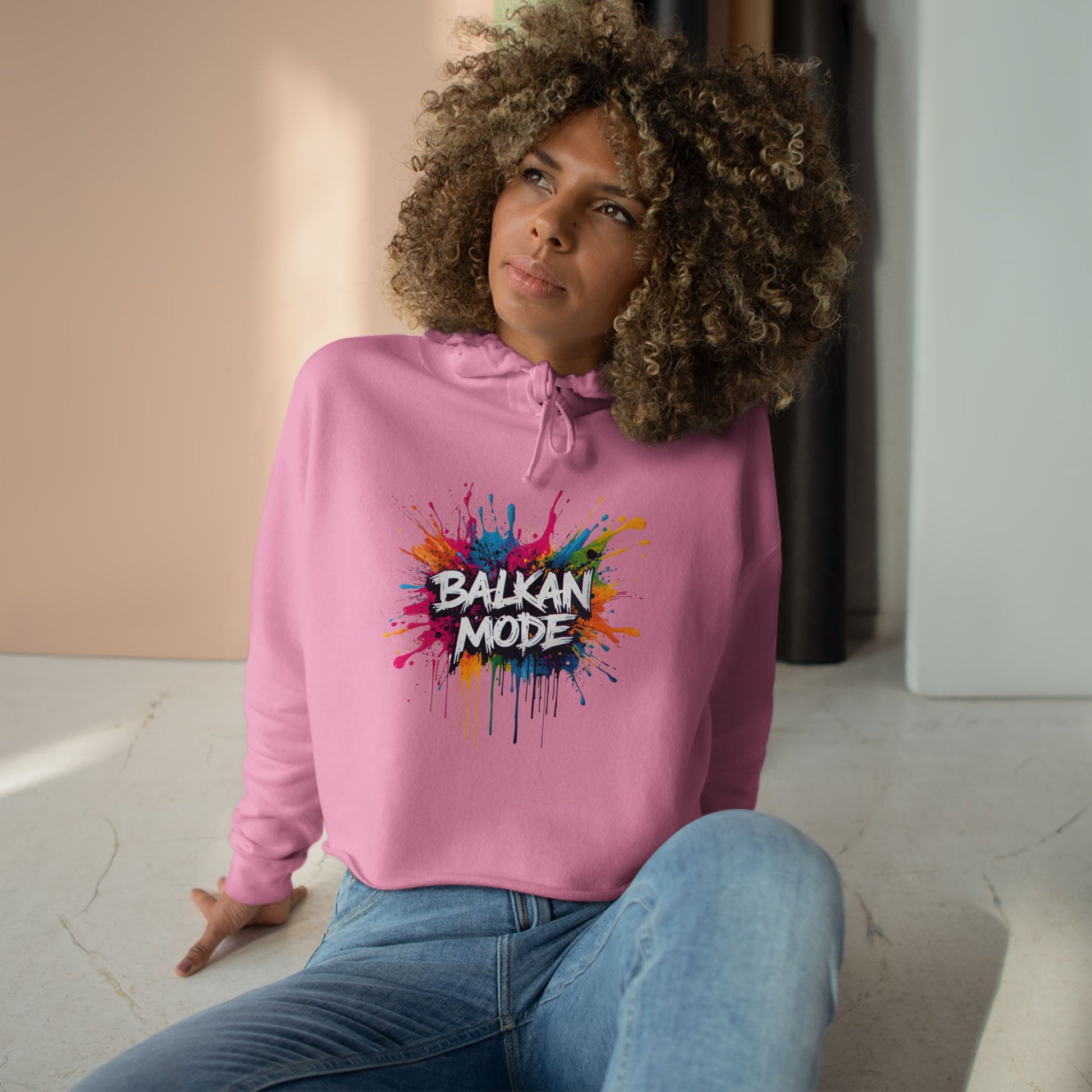 Pink Balkan Mode Colorful Splatter Cropped Hoodie product type