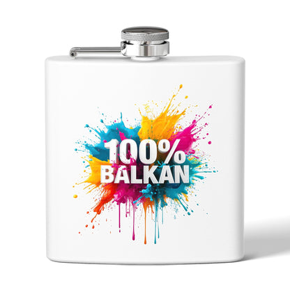 100% BALKAN Colorful Paint Splatter White Flask product type