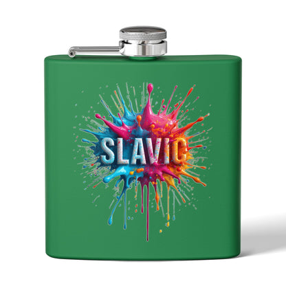 Vibrant Paint Splash Slavic Text Green Flask product type
