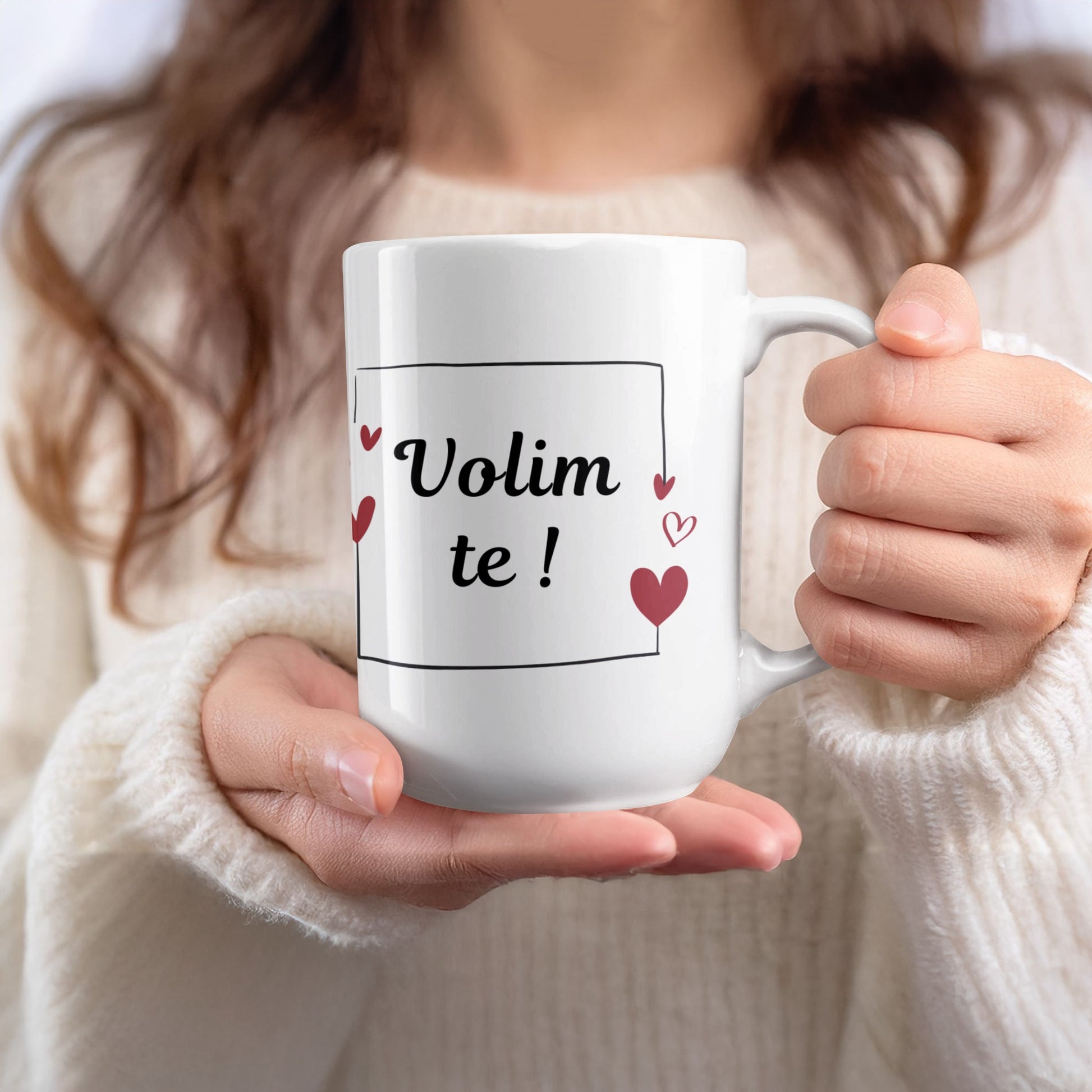 Volim te White Mug with Heart Design