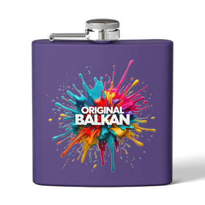 Purple Hip Flask Original Balkan Colorful Paint Splat product type