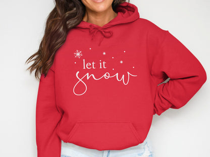 Cozy Red Hoodie with Let It Snow Design
