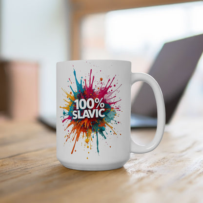 100% SLAVIC Colorful Paint Splatter Design Mug