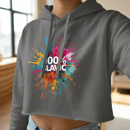 Grey Colorful Splatter 100% SLAVIC Cropped Hoodie product type