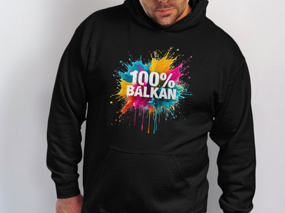 100% Balkan Colorful Paint Splatter Hoodie product type
