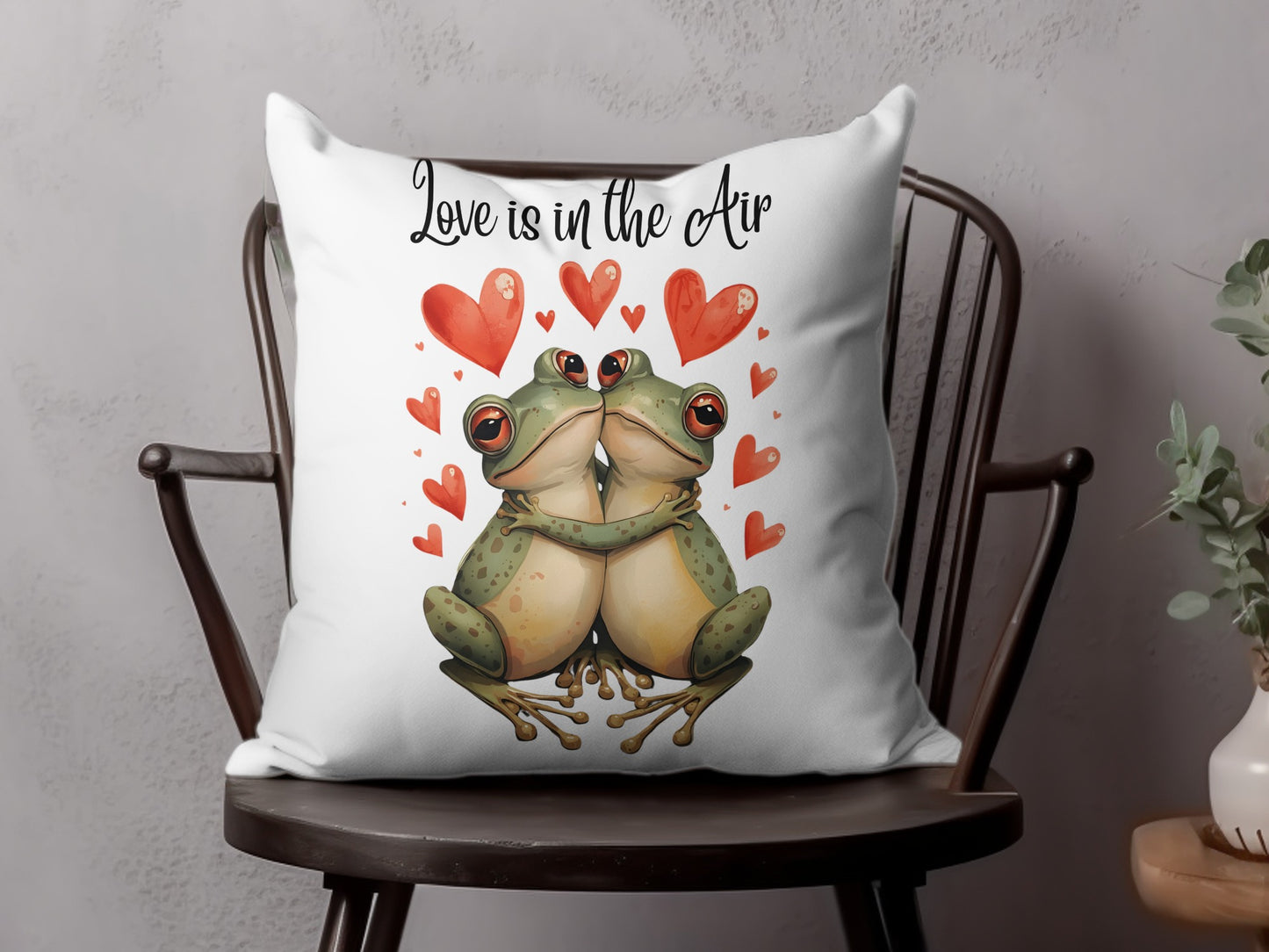 Love Is In The Air Frog Themed Decorative Pillow