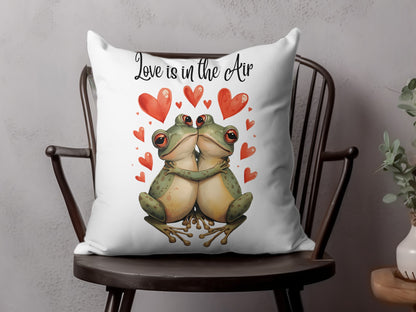 Love Is In The Air Frog Themed Decorative Pillow