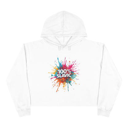 100% SLAVIC Vibrant Paint Splatter Design White Hoodie