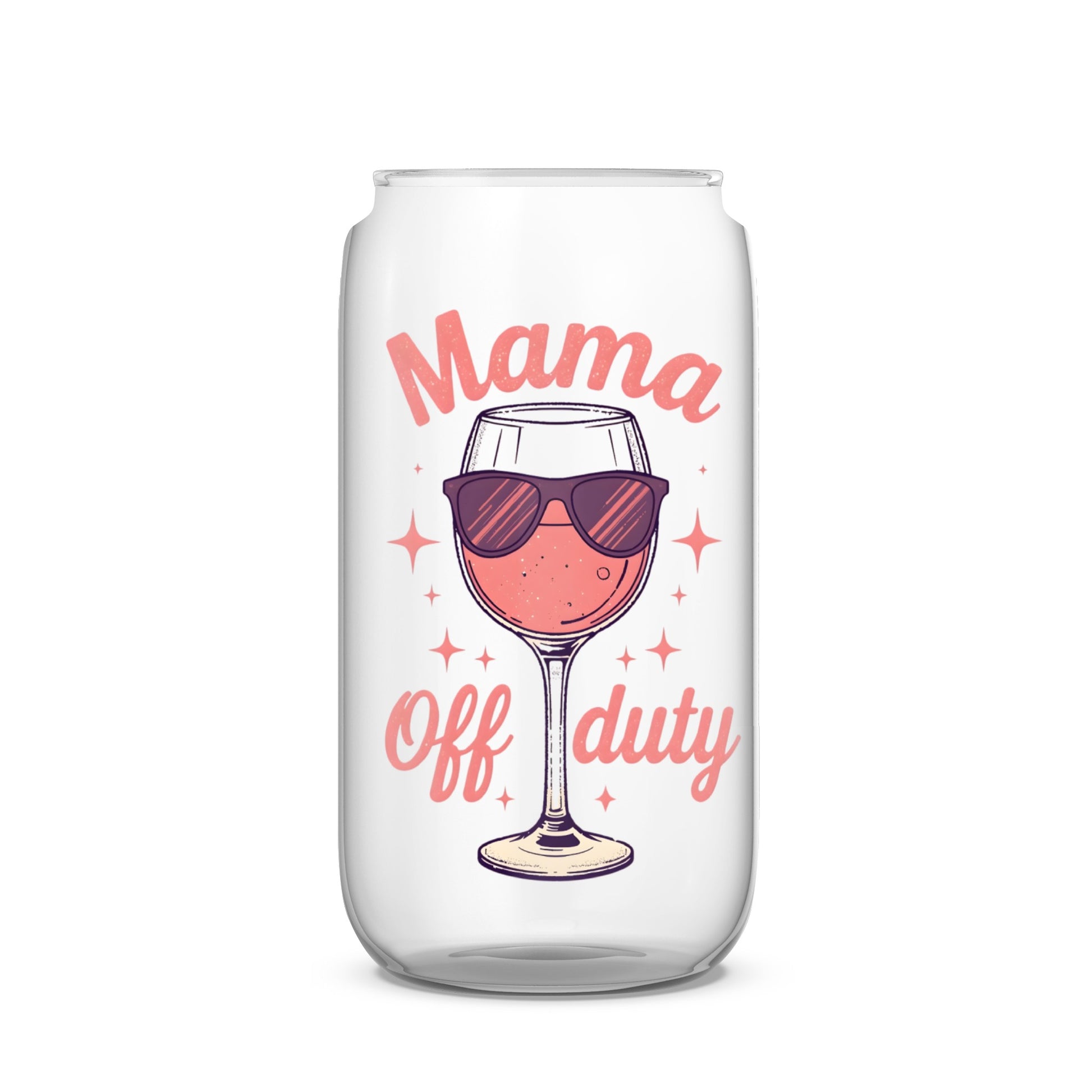 Mama Off Duty Wine Glass with Sunglasses Design