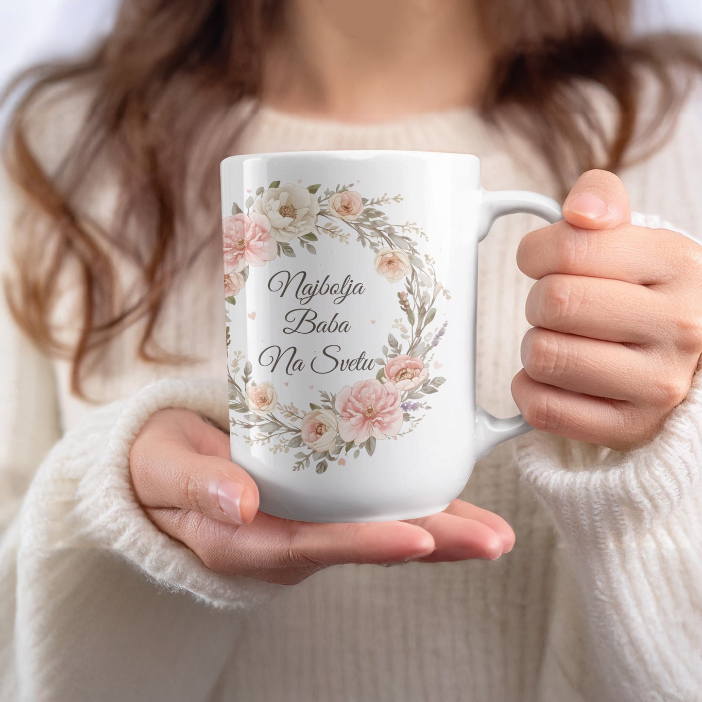 Najbolja Baba Na Svetu Floral Frame Mug Gift