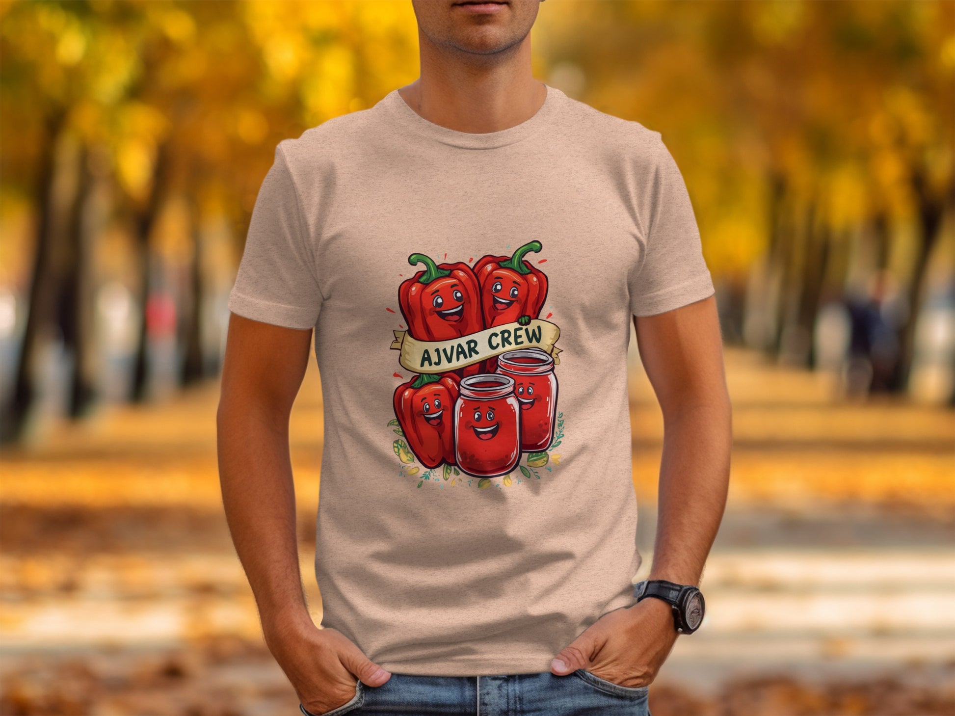 Ajvar Crew Funny Cartoon Peppers Graphic T-shirt product type