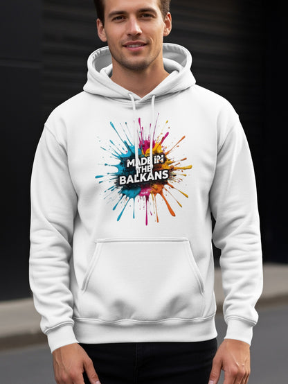 White Made In The Balkans Splatter Design Hoodie product type