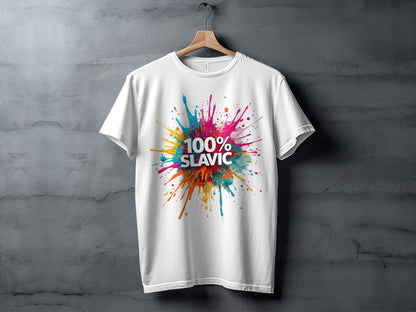 White Colorful Paint Splash 100% Slavic T-shirt product type