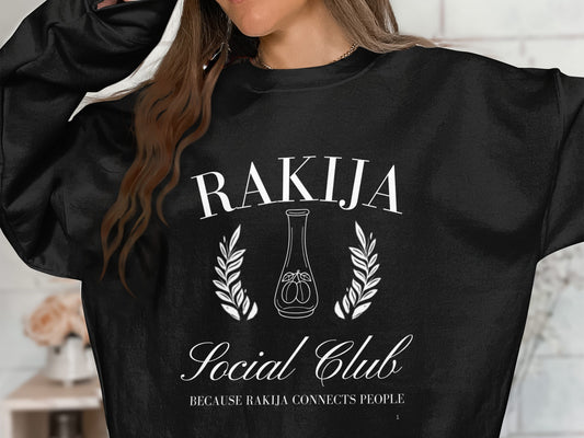 Rakija Social Club sweatshirt with bottle design - Balkan gift