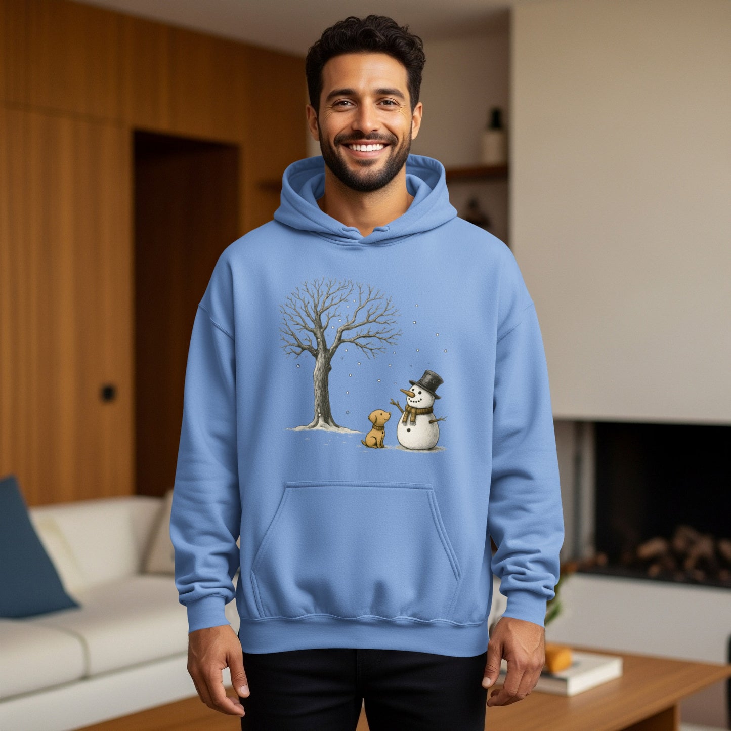 Cozy Hoodie with Cute Winter Scene Design