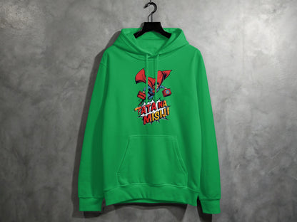 Green Hoodie with Vibrant Graphic Design Style