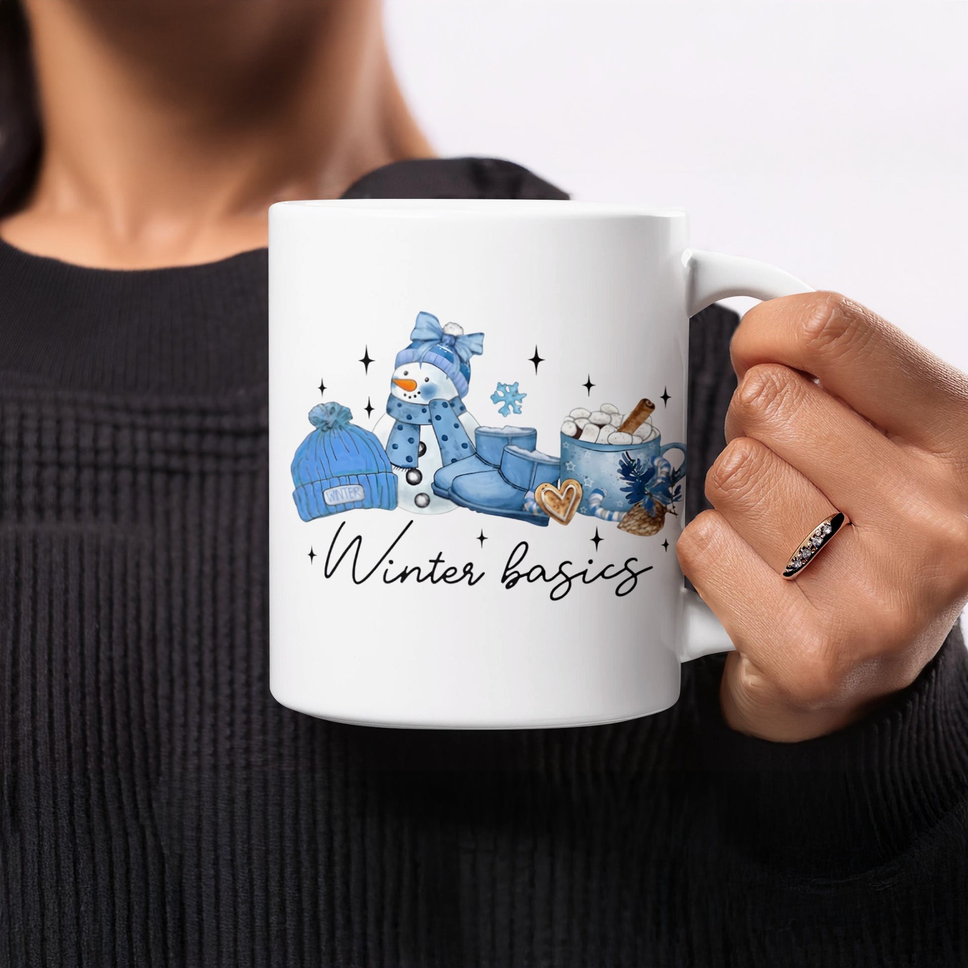 Winter Basics Blue Snowman Mug for Cozy Mornings