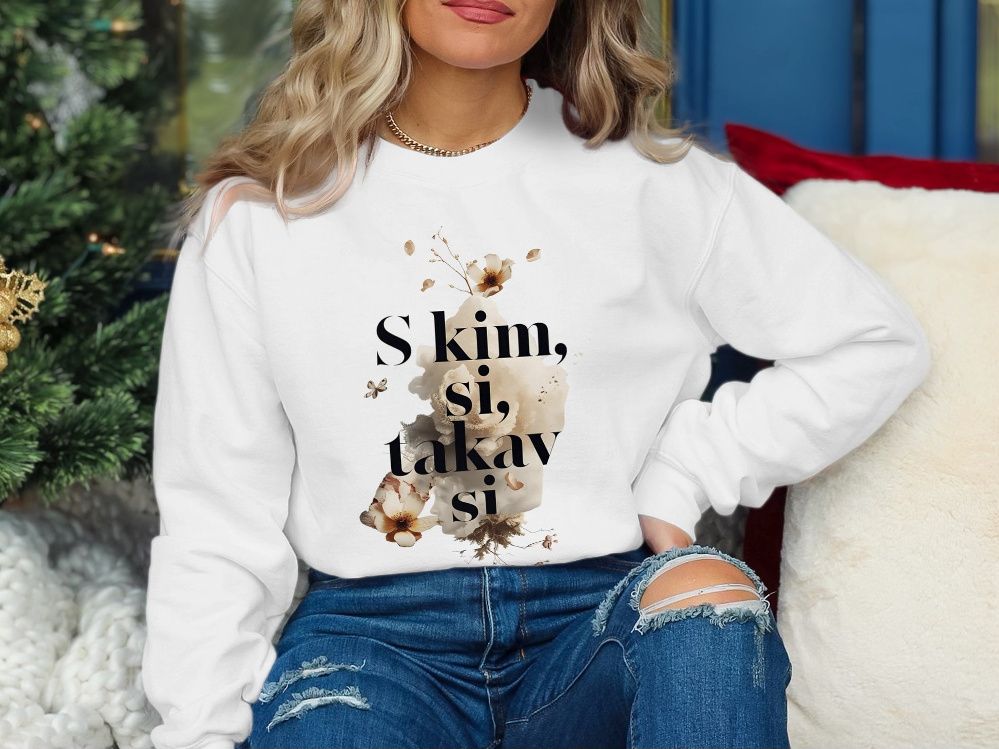 Stylish White Sweatshirt with Unique Design product type