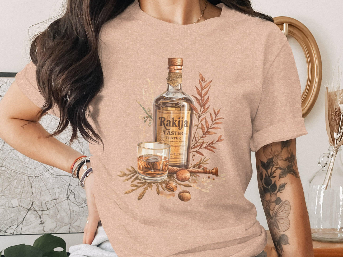 Rakija Taster Whiskey Bottle and Glass Graphic product type