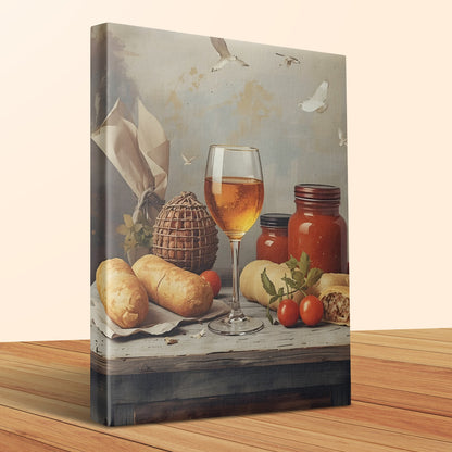 Rustic Wine and Bread Still Life Wall Art product