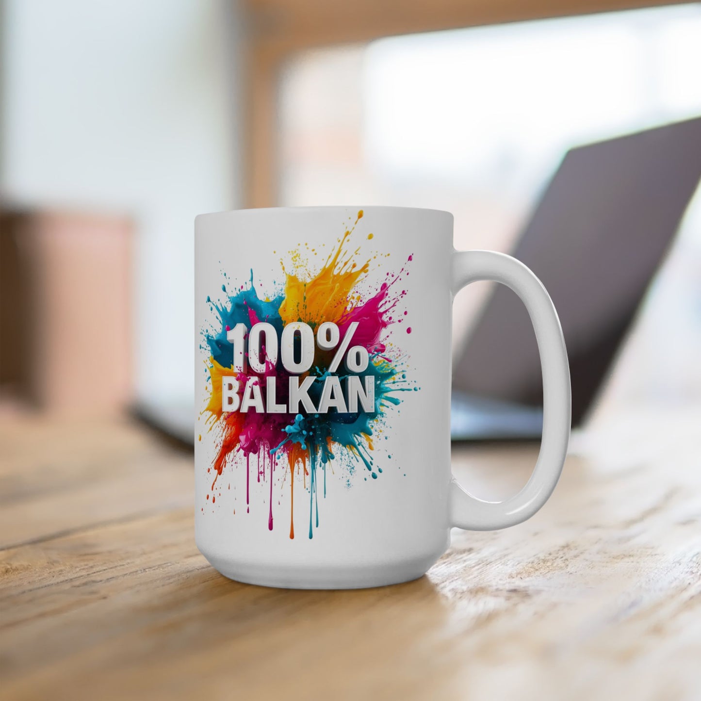 100% Balkan colorful paint splash graphic mug product type