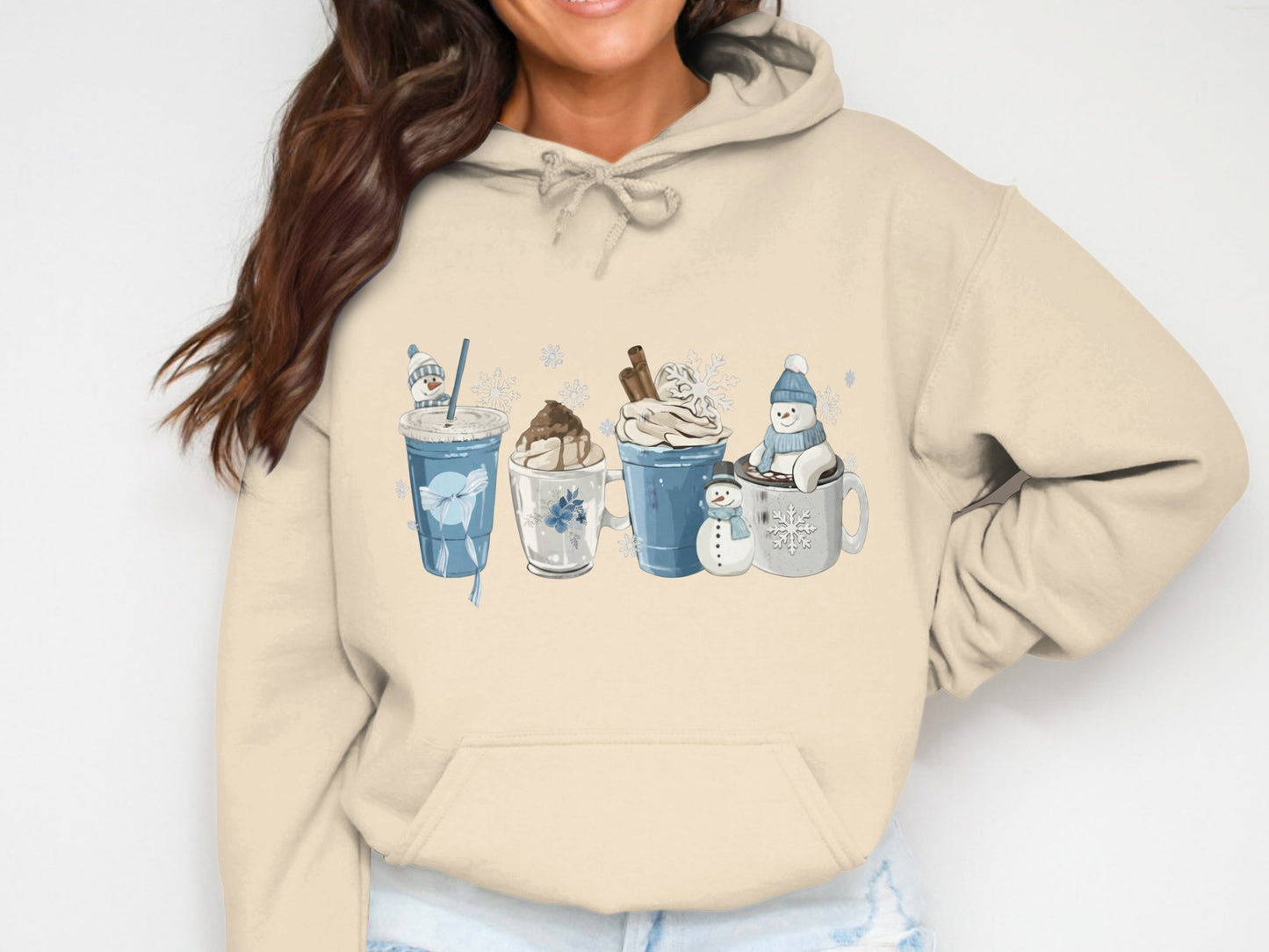 Cozy Winter-Themed Hot Beverages Hoodie