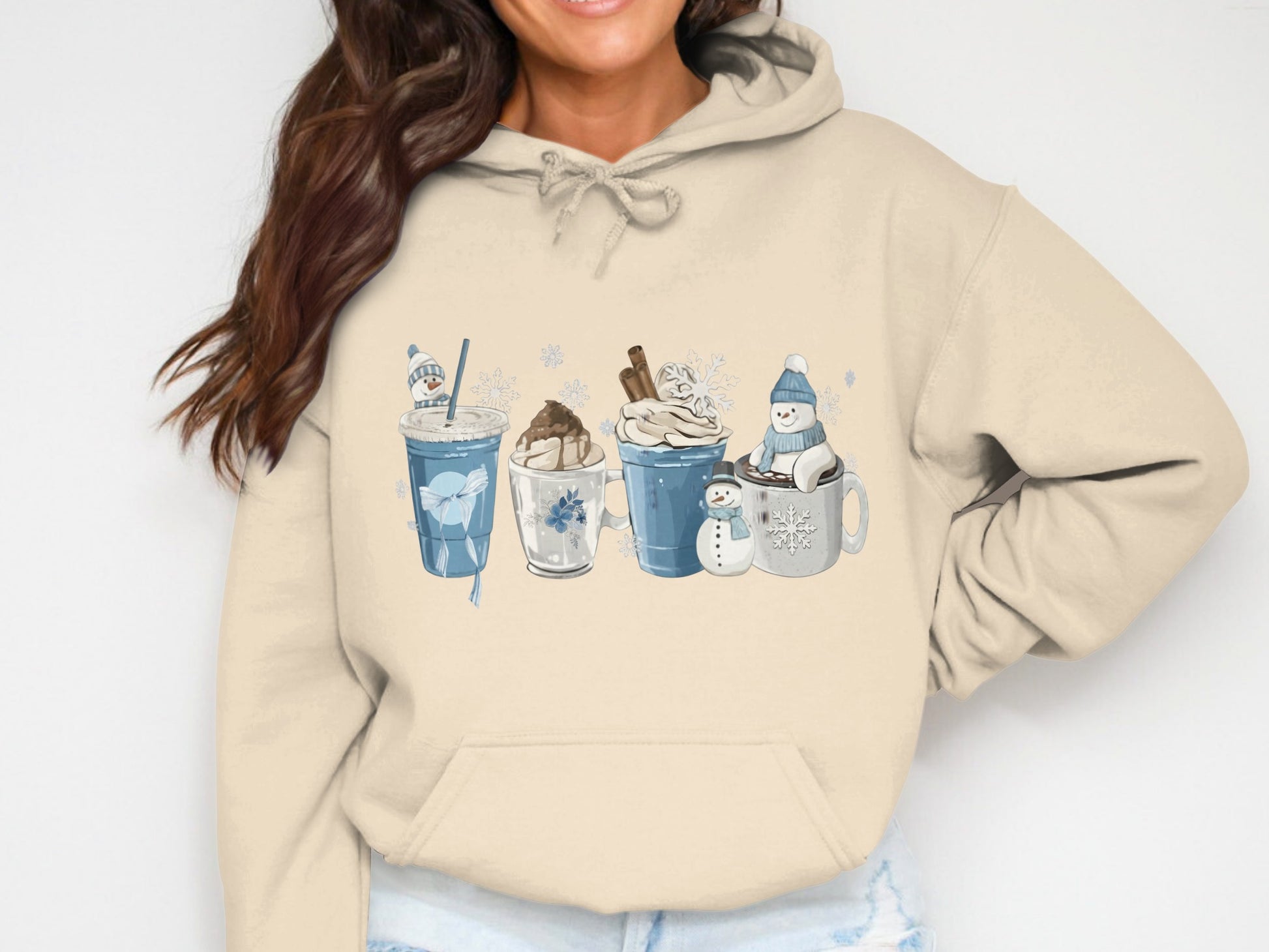 Cozy Winter-Themed Hot Beverages Hoodie