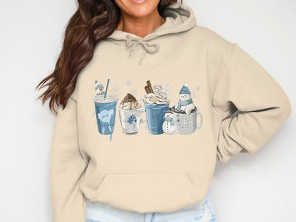 Cozy Winter-Themed Hot Beverages Hoodie