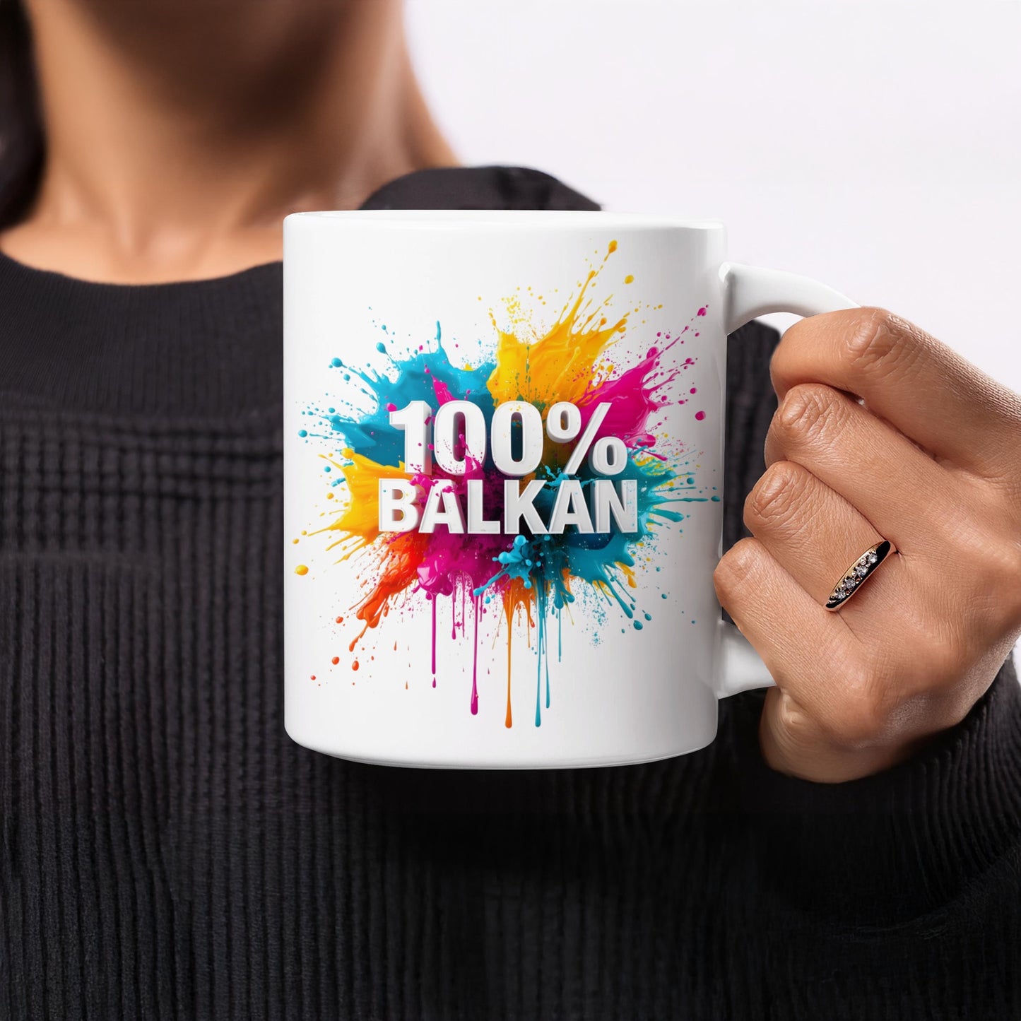 100% Balkan Paint Splash Design White Mug product type