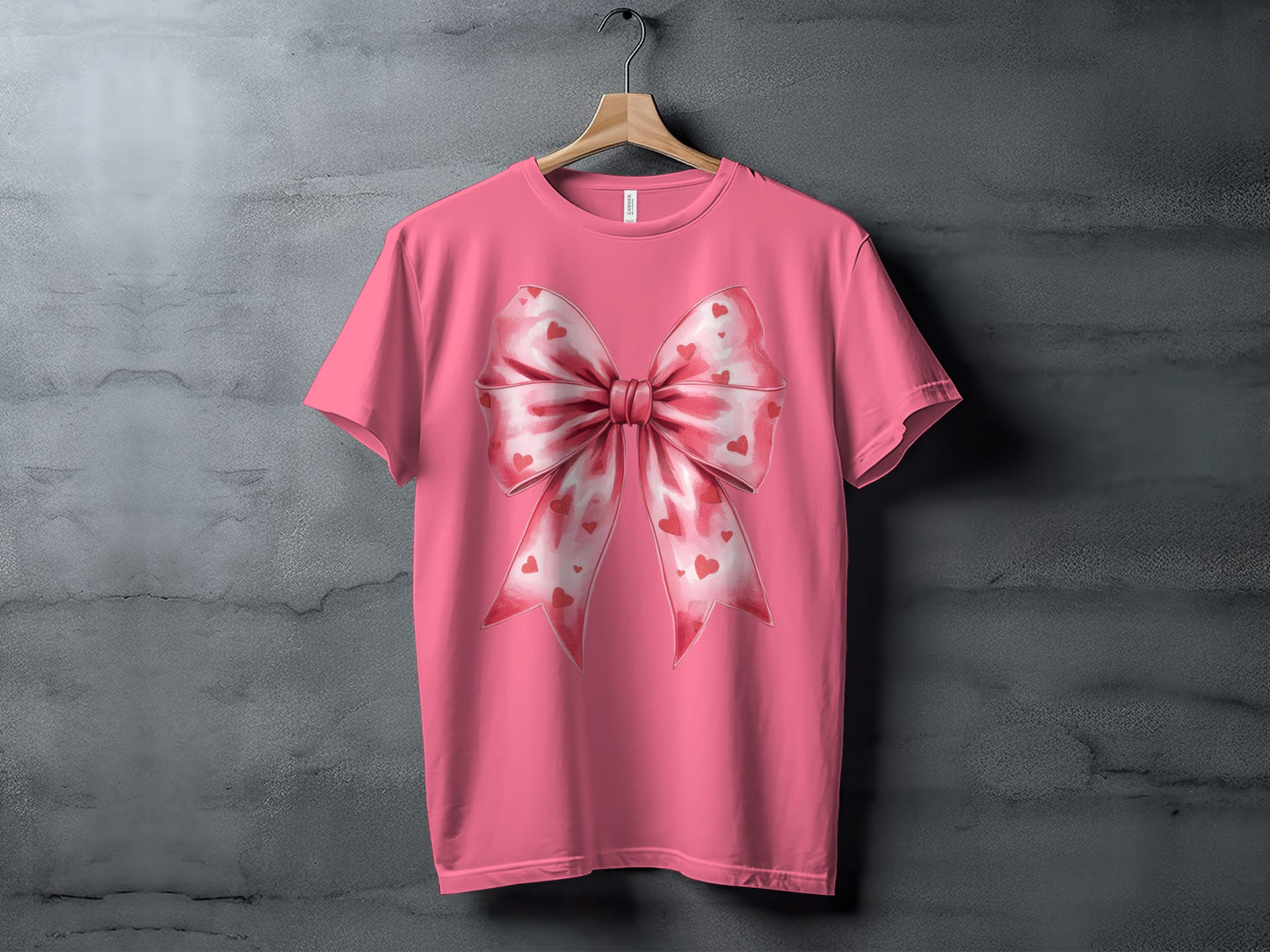 Pink T-Shirt with Heart Bow Design for Casual Wear