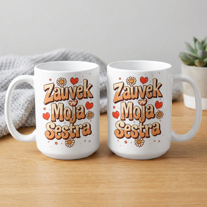 Zauvek Moja Sestra Heart and Daisy Design Mug