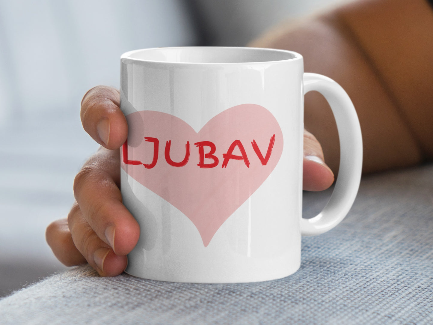 Ljubav Red Heart Mug for Romantic Gifts