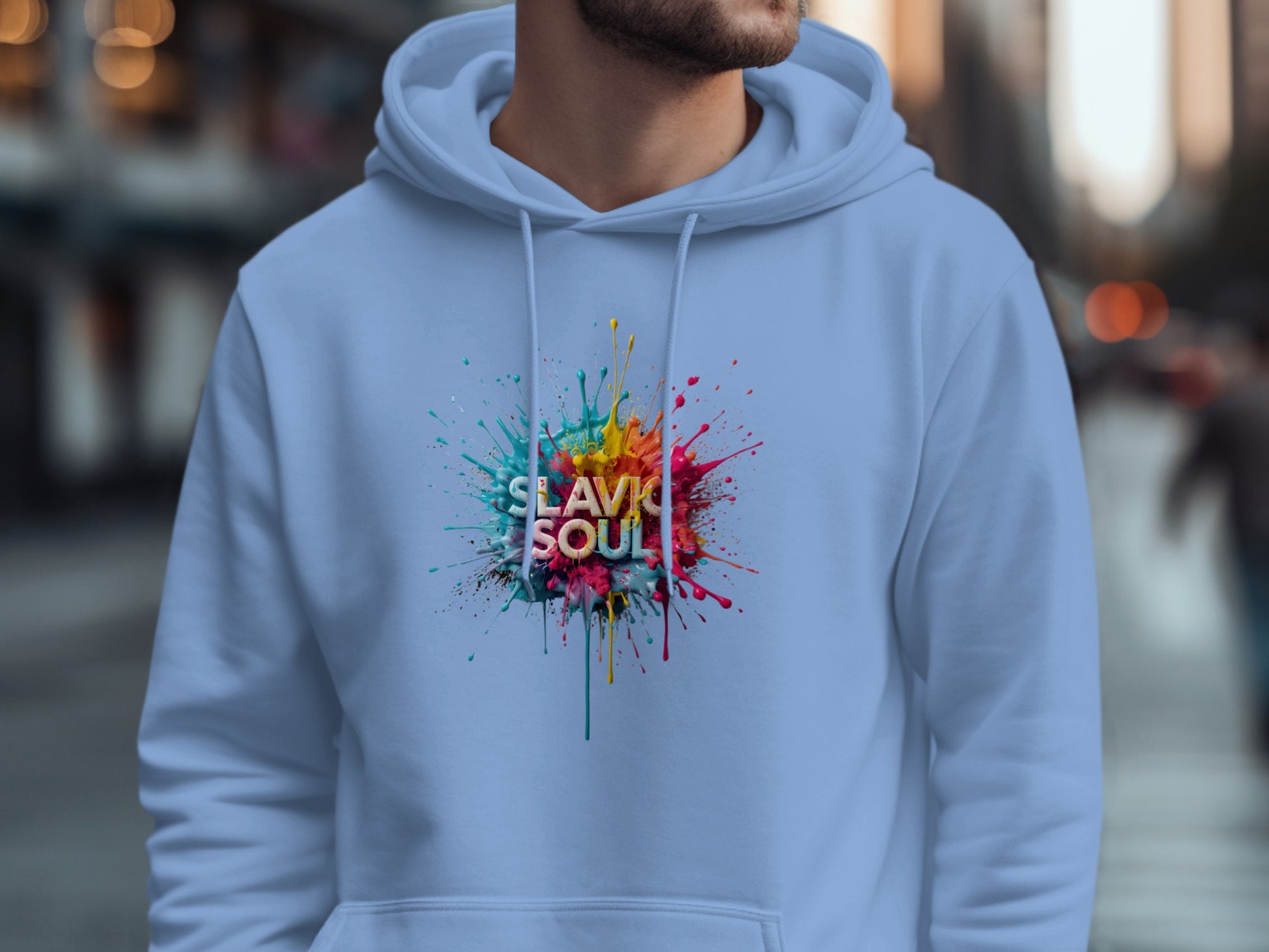 Light Blue Hoodie Slavic Soul Paint Splash product type