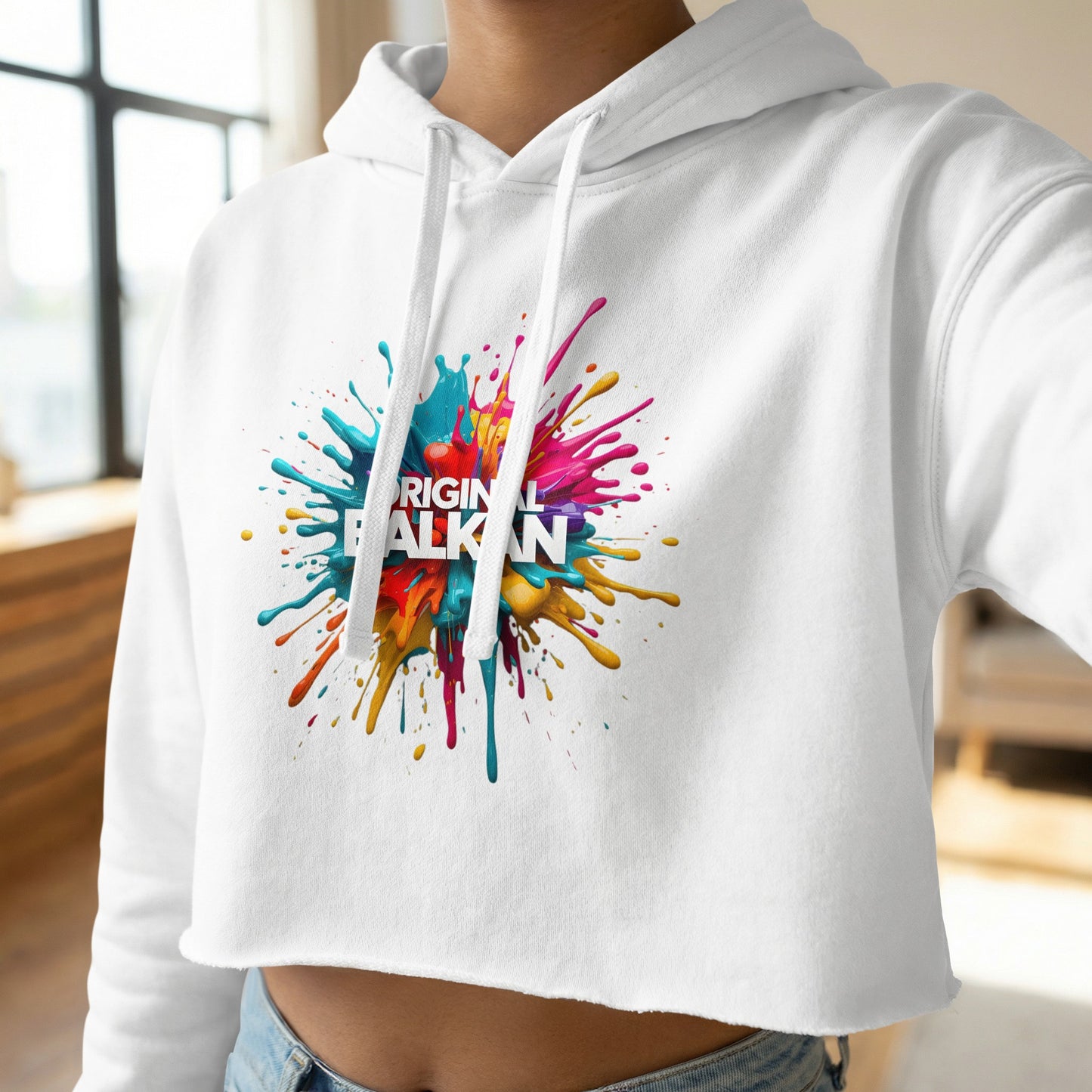 Original Balkan Splatter Design Cropped Hoodie product type