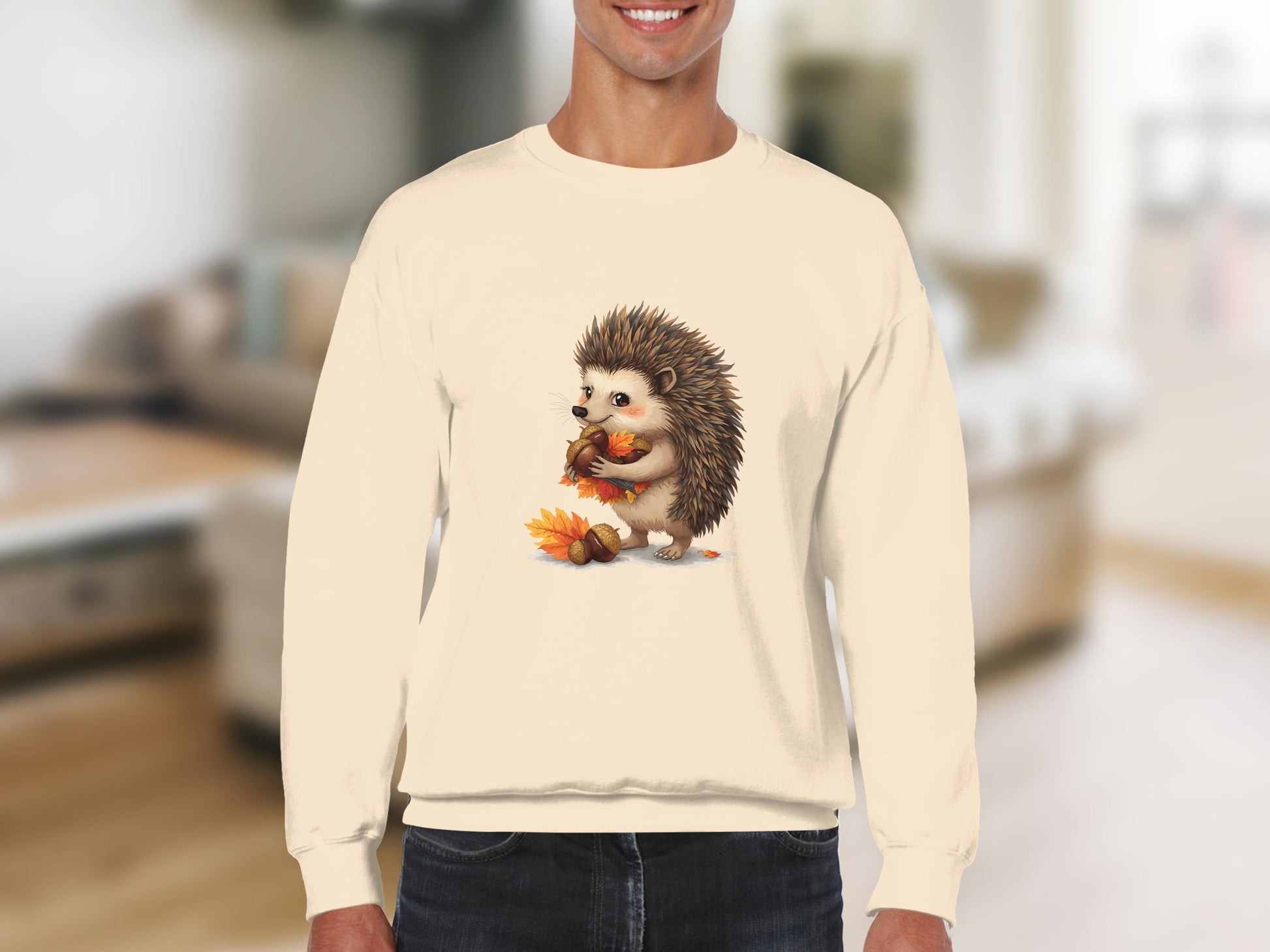 Cute Hedgehog Eating Acorn Printed Sweatshirt product