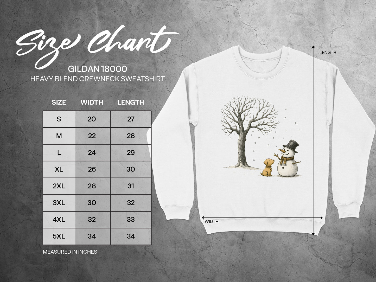 Snowman and Tree Gildan Crewneck Sweatshirt
