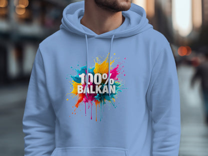 Light Blue Colorful Paint Splatter 100% BALKAN hoodie