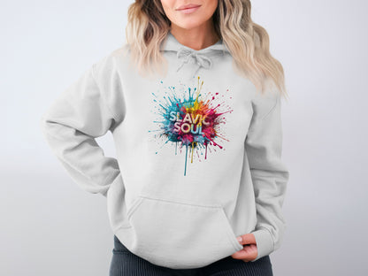 Slavic Soul Vibrant Paint Splatter Design White Hoodie product type