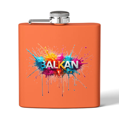 Colorful Balkan Paint Splash Orange Hip Flask product type