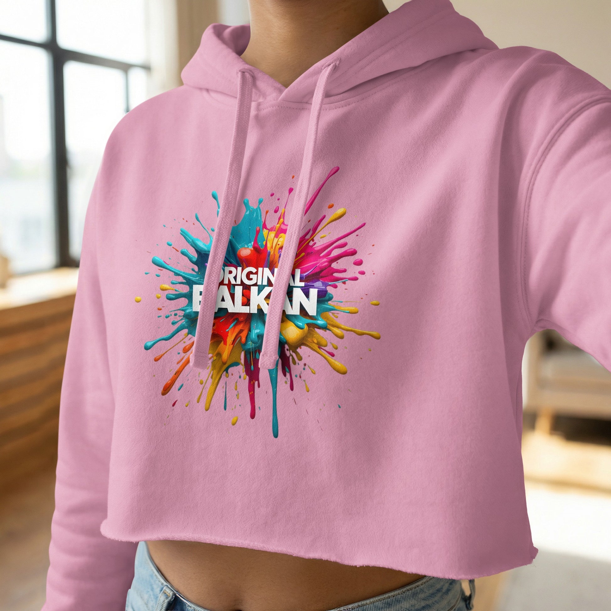 Pink Cropped Original Balkan Paint Hoodie product type