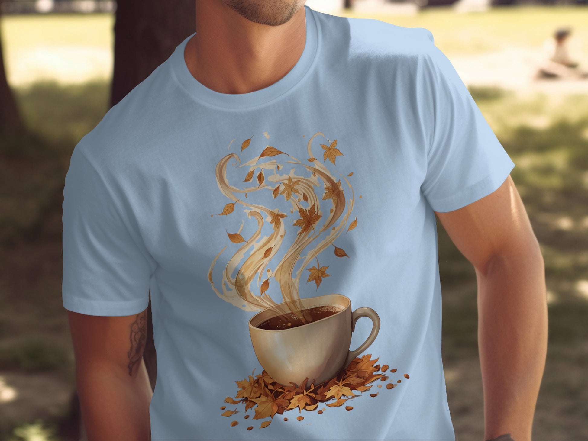 Autumn Leaves and Coffee Cup Design Shirt product