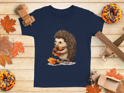 Cute Hedgehog With Autumn Leaves Graphic T-Shirt Product