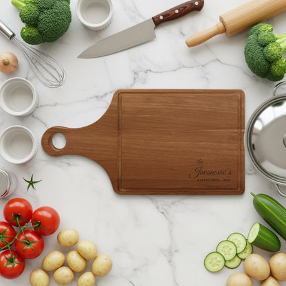 Personalized Engraved Cutting Board with Handle Kitchen