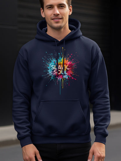 SLAVIC SOUL Colorful Splatter Navy Hoodie product type