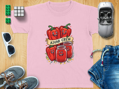 Funny Ajvar Crew T-shirt with Cute Pepper Group product type