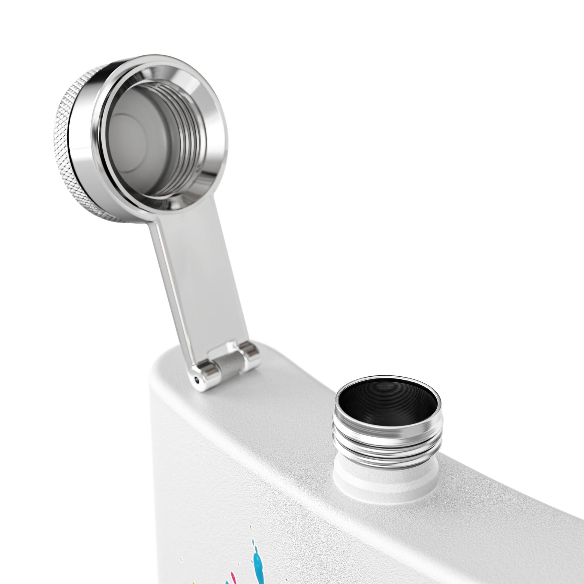 White Hip Flask Artistic Splatter Silver Lid product type