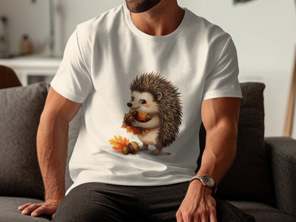 Adorable Hedgehog Holding Leaves Design Shirt product type