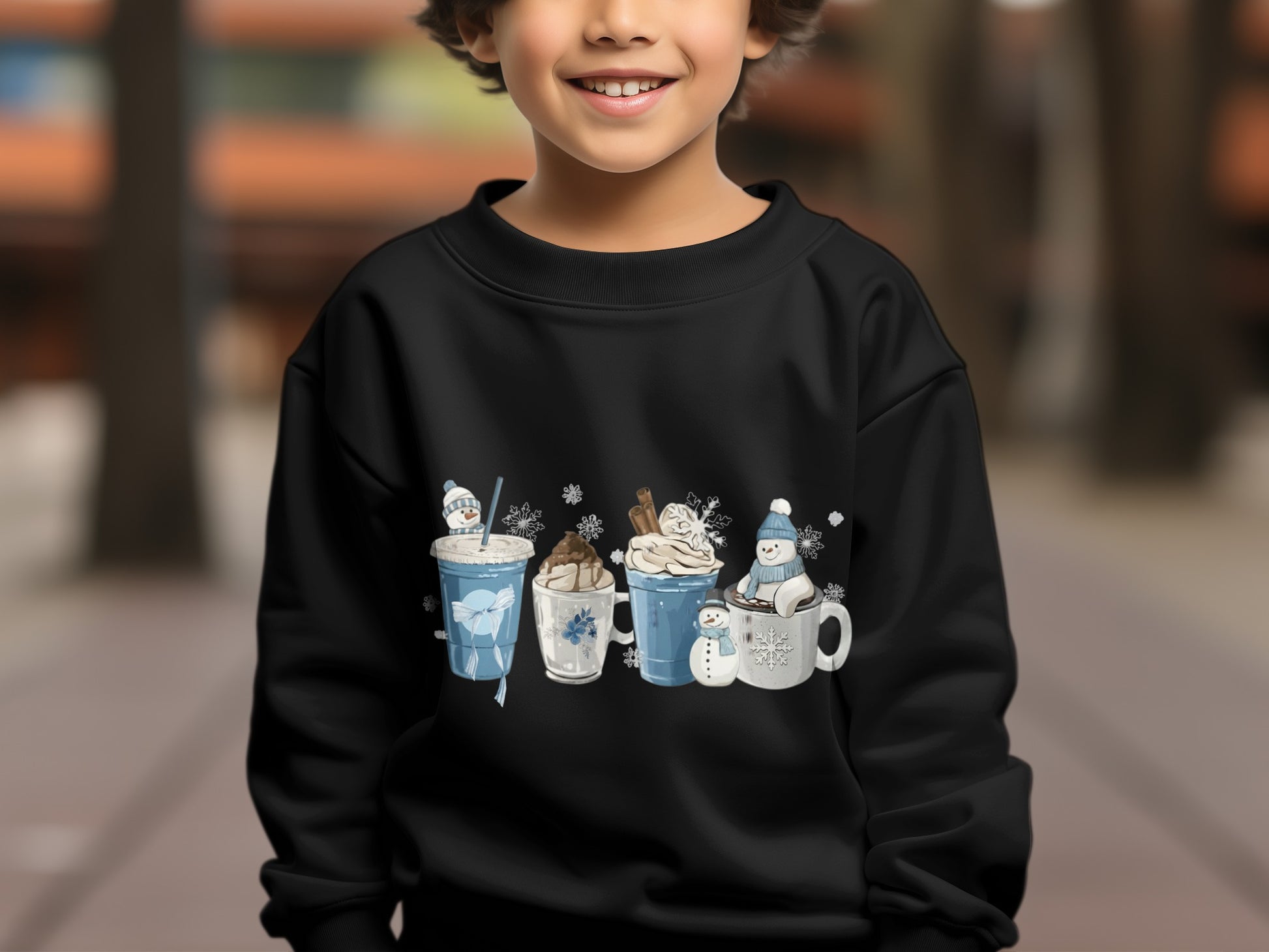 Cozy Winter Beverages Printed Kids Sweatshirt